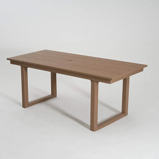 7-Piece HDPE Outdoor Dining Set for 6 – Weather-Resistant Patio Table with Umbrella Hole and 6 Armless Chairs, Durable Garden Furniture for Backyard, Lawn, Deck, or Poolside (Brown) Default -DTYStore