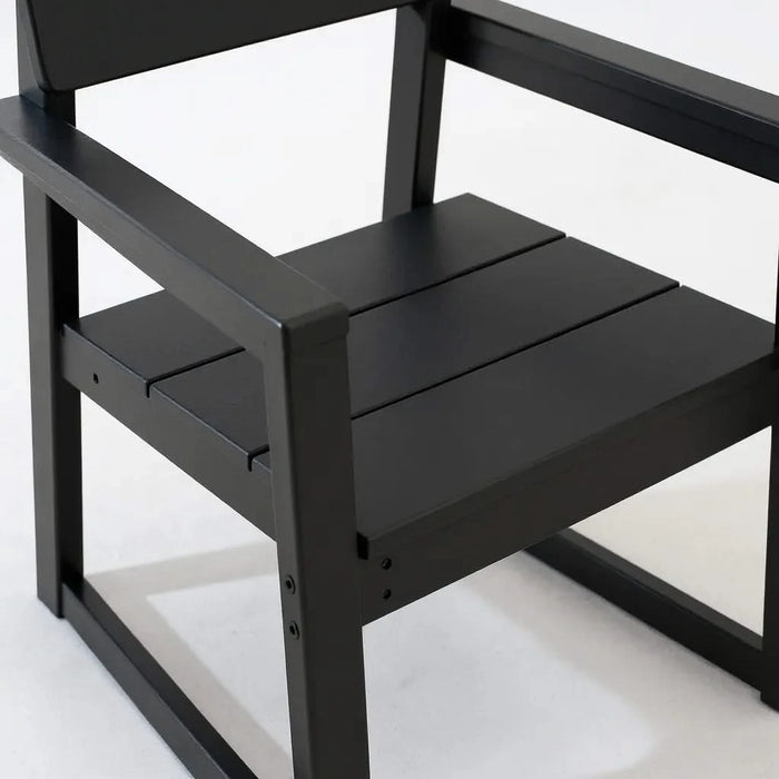 7-Piece HDPE Outdoor Dining Set for 6 – Weather-Resistant Patio Table with Umbrella Hole and 6 Armrest Chairs, Durable Garden Furniture for Backyard, Lawn, Deck, or Poolside (Black) Default -DTYStore