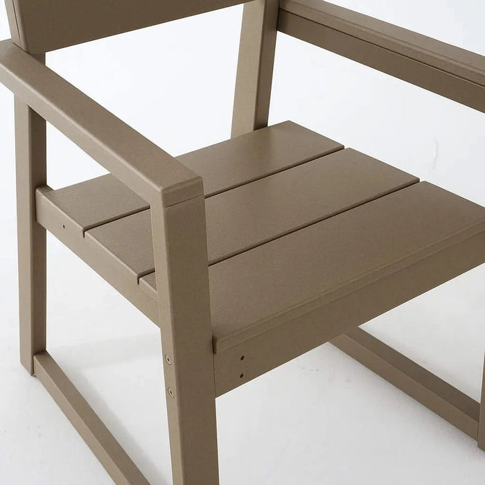 7-Piece HDPE Outdoor Dining Set for 6 – Weather-Resistant Patio Table with Umbrella Hole and 6 Armrest Chairs, Durable Garden Furniture for Backyard, Lawn, Deck, or Poolside (wood) Default -DTYStore