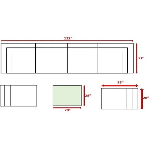 7-Piece Modular Rattan Outdoor Conversation Set with Cushions, Rust-Resistant Aluminum, Navy Blue Default -DTYStore