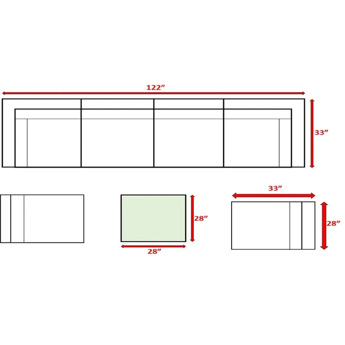 7-Piece Modular Rattan Outdoor Conversation Set with Cushions, Rust-Resistant Aluminum, Navy Blue Default -DTYStore