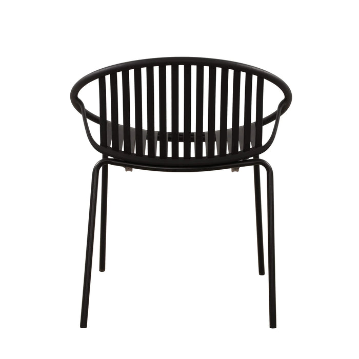 7-Piece Outdoor Modern Dining Set with Stackable Chairs, Black and Teak Finish, Acacia Wood and Metal Default -DTYStore