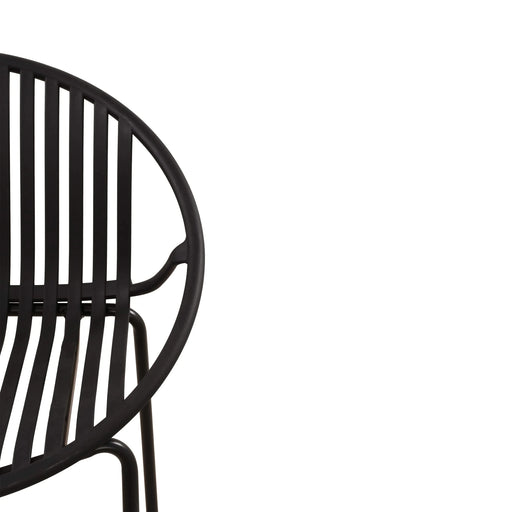 7-Piece Outdoor Modern Dining Set with Stackable Chairs, Black and Teak Finish, Acacia Wood and Metal Default -DTYStore