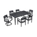 7-Piece Outdoor Patio Aluminum Furniture, Modern Dining Set, including 4 Dining Chairs & 2 Swivel Rockers Sunbrella Fabric Cushioned and Rectangle Dining Table with Umbrella Hole, Ember Black Default -DTYStore