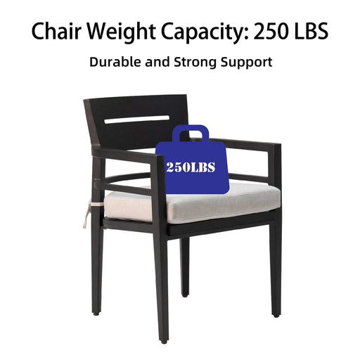 7-Piece Outdoor Patio Aluminum Furniture, Modern Dining Set, including 4 Dining Chairs & 2 Swivel Rockers Sunbrella Fabric Cushioned and Rectangle Dining Table with Umbrella Hole, Ember Black Default -DTYStore