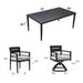 7-Piece Outdoor Patio Aluminum Furniture, Modern Dining Set, including 4 Dining Chairs & 2 Swivel Rockers Sunbrella Fabric Cushioned and Rectangle Dining Table with Umbrella Hole, Ember Black Default -DTYStore