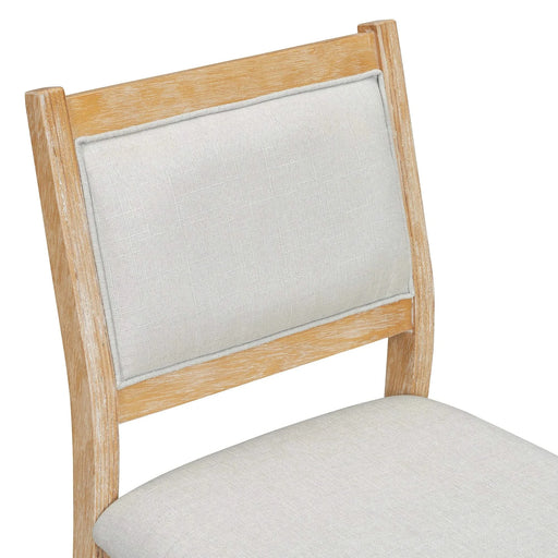 7-Piece Retro Dining Table Set for 6, 1 Rectangular Wood Dining Table Set for 6 with Upholstered Chairs for Dining Room and Kitchen (Natural) Default -DTYStore