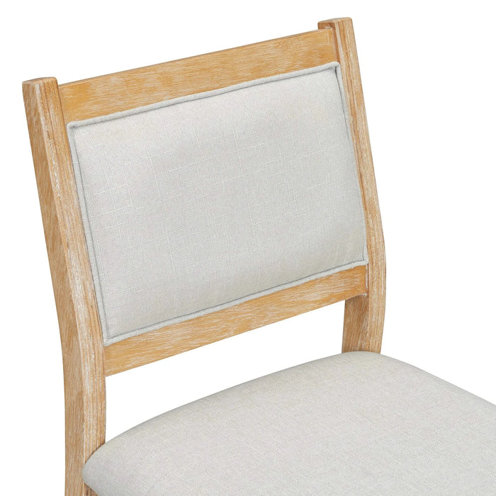 7-Piece Retro Dining Table Set for 6, 1 Rectangular Wood Dining Table Set for 6 with Upholstered Chairs for Dining Room and Kitchen (Natural) Default -DTYStore