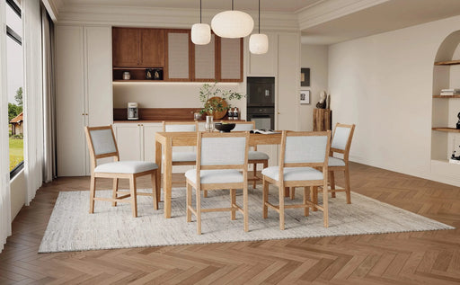 7-Piece Retro Dining Table Set for 6, 1 Rectangular Wood Dining Table Set for 6 with Upholstered Chairs for Dining Room and Kitchen (Natural) Default -DTYStore