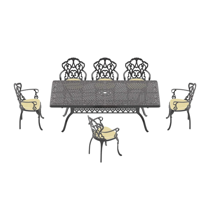 7-Piece Set Of Cast Aluminum Patio Furniture With Beige Cushions Default -DTYStore