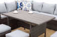 7-Pieces PE Rattan Wicker Patio Dining Sectional Cusions Sofa Set with Grey cushions Default -DTYStore