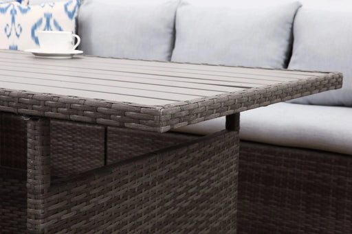 7-Pieces PE Rattan Wicker Patio Dining Sectional Cusions Sofa Set with Grey cushions Default -DTYStore