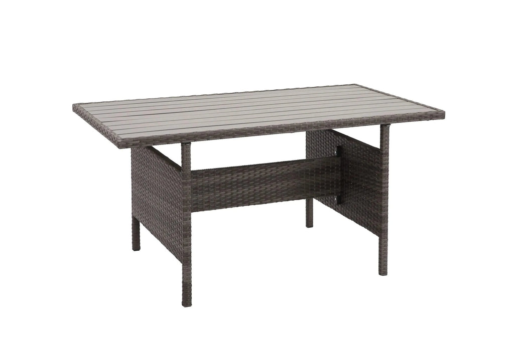 7-Pieces PE Rattan Wicker Patio Dining Sectional Cusions Sofa Set with Grey cushions Default -DTYStore