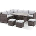 7-Pieces PE Rattan Wicker Patio Dining Sectional Cusions Sofa Set with Grey cushions Default -DTYStore