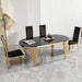 70.08 in. Oval Dining Table with Black Glass Top and Gold Stainless Steel Base, for 6 Seats Default -DTYStore