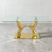 70.08 in. Tempered Clear Glass Rectangular Dining Table with Gold Stainless Steel Base, 0.47 in. Thickness Default -DTYStore