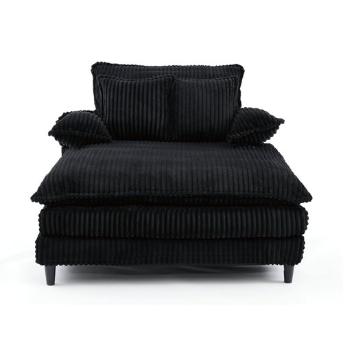 [NEW ARRIVED] [VIDEO PROVIDED] 54.75' W Oversized Chaise Lounge Chair,Fluffy cushioned sofa bed,Deep Seat,Corduroy,2 Pillows,4 gears can be adjusted,Leisure Sleeper Sofa Chair for Living Room, Black - Image 25