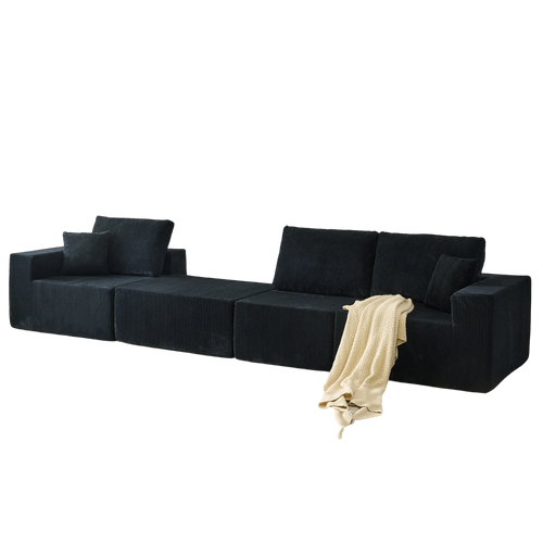 110' Cloud Modular Sectional Sofa,Boneless Couch, No Assembly, 3 seater with Ottoman & 2 Pillows, Perfect for Living Rooms and Bedrooms - Image 14