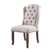 Contemporary Ivory Fabric 2pcs Side Chairs Tufted Wingback Design Rustic Oak Solidwood Back Dining Chairs Furniture - DTYStore