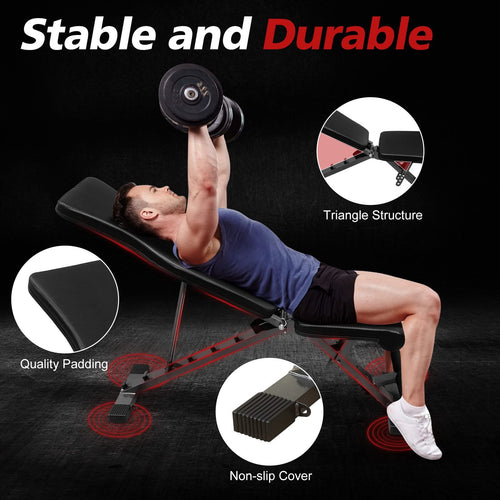 Weight Bench for Full Body Workout, Adjustable Strength Training Sit-up Chair, Multi-Purpose Foldable incline/decline Bench - Image 6