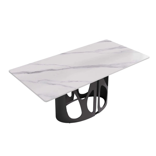 70.86 'Modern Artificial Stone White Panel Black Iron Metal Legs-Can Accommodate 6-8 People Default -DTYStore