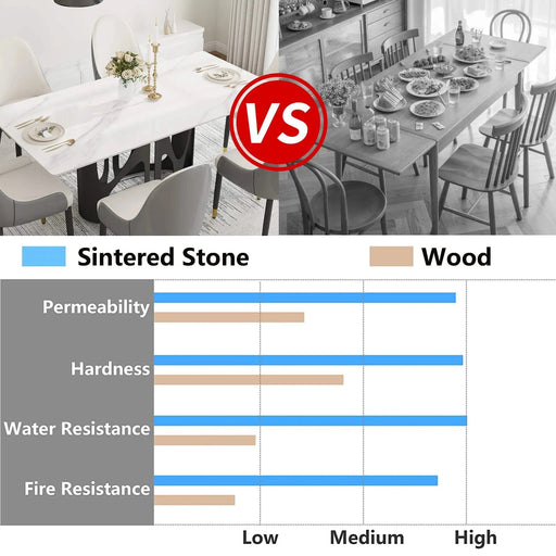 70.86 'Modern Artificial Stone White Panel Black Iron Metal Legs-Can Accommodate 6-8 People Default -DTYStore