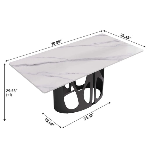 70.86 'Modern Artificial Stone White Panel Black Iron Metal Legs-Can Accommodate 6-8 People Default -DTYStore