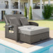 PE Wicker Rattan Double Chaise Lounge, 2-Person Reclining Daybed with Adjustable Back and Cushions, Free Furniture Protection Cover,Gray - DTYStore