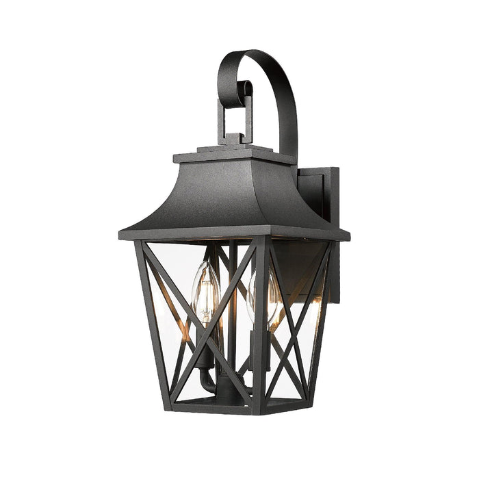 Black Outdoor Wall Lantern 2-Light, Large Outside Modern Wall Sconce Light Fixture, Industrial Porch Light Wall Mount with Glass, Waterproof Farmhouse Exterior Lamp Lighting (2 Pack)