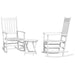 Outsunny Outdoor Rocking Chair Set of 2 with Side Table, Patio Wooden Rocking Chair with Smooth Armrests, High Back for Garden, Balcony, Porch, Supports Up to 352 lbs., White - DTYStore