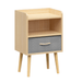 Nightstand With Collapsible Fabric Drawer, 2-Tier Storage End Table, Wood Side Table with Storage Cabinet or Kids, Adults - Oak - DTYStore
