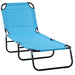 Outsunny Folding Chaise Lounge Pool Chairs, Outdoor Sun Tanning Chairs with 5-Level Reclining Back, Steel Frame for Beach, Yard, Patio, Sky Blue - DTYStore