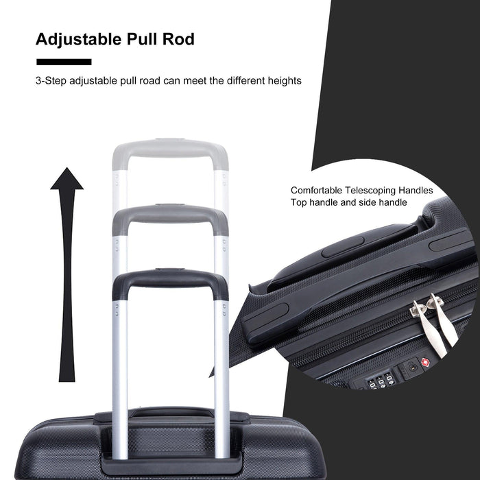 Expandable 3 Piece Luggage Sets PC Lightweight & Durable Suitcase with Two Hooks, Spinner Wheels, TSA Lock, (21/25/29) Black - DTYStore