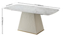 71-Inch Stone DiningTable with Carrara White color and Striped Pedestal Base Default -DTYStore