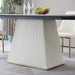 71-Inch Stone DiningTable with Carrara White color and Striped Pedestal Base Default -DTYStore
