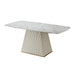 71-Inch Stone DiningTable with Carrara White color and Striped Pedestal Base Default -DTYStore