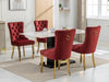 Nikki Collection Modern, High-end Tufted Solid Wood Contemporary Velvet Upholstered Dining Chair with Golden Stainless Steel Plating Legs,Nailhead Trim,Set of 2,Wine Red and Gold, SW1601WR,Burgundy - DTYStore
