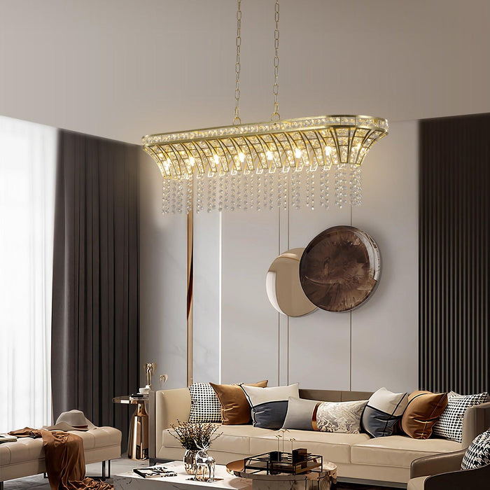 Modern Champagne Gold Kitchen Island Light - Oval Crystal ceiling chandelier - DTYStore