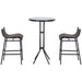 Outsunny 3 Piece Bar Height Outdoor Bistro Set for 2, Round Patio Pub Table 2 Bar Chairs with Comfortable Design & Strong Build, Tan - DTYStore