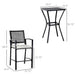 Outsunny 3pcs Patio Bar Set with Soft Cushion, Rattan Wicker Outdoor Furniture Set for Backyards, Lawn, Deck, Poolside - DTYStore