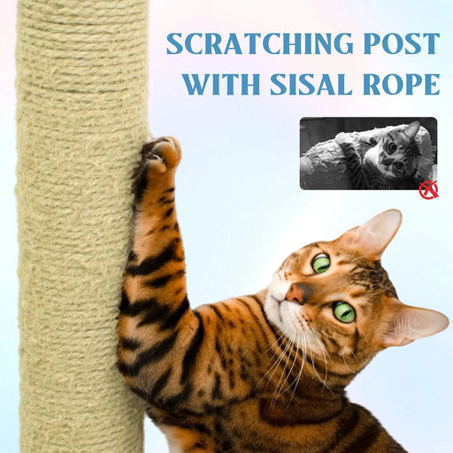 71 inch flower cat tree with large condo removable flower cushion and hammock blue Default -DTYStore