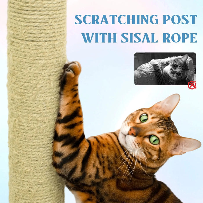 71 inch flower cat tree with large condo removable flower cushion and hammock blue Default -DTYStore