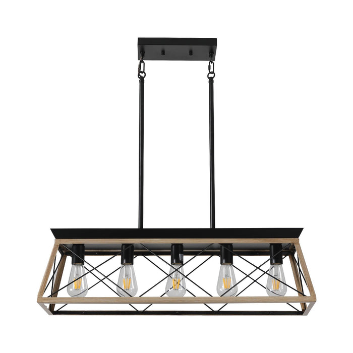 5-Light Farmhouse Chandeliers For Dining Room Oak(No Bulbs) - DTYStore