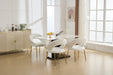 061-Set of 1 Teddy Fabric Dining Chairs With Curved Backrest and Golden Metal Legs for Kitchen or Dining Room ,White - DTYStore