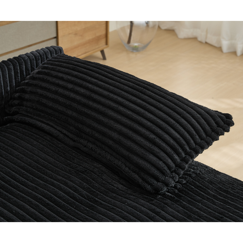 [NEW ARRIVED] [VIDEO PROVIDED] 54.75' W Oversized Chaise Lounge Chair,Fluffy cushioned sofa bed,Deep Seat,Corduroy,2 Pillows,4 gears can be adjusted,Leisure Sleeper Sofa Chair for Living Room, Black - Image 19