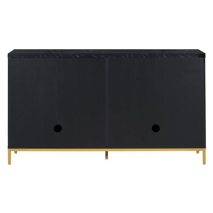 Modern Sideboard with Extra Large Storage Space with Metal Handles and Support Legs for Living Room and Dining Room (Black) - DTYStore