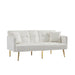Cream White Velvet Futon Sofa Bed with Gold Metal Legs - DTYStore