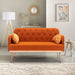 Modern Velvet Loveseat Sofa , Comfy Upholstered 2-Seater Sofa with Gold Metal Legs, Small Loveseat Accent Couch for Living Bedroom Leisure Areas (Orange Velvet) - DTYStore