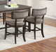 Kitchen Dining Room Chairs Solid wood & Veneer 2pcs High Chair Set Cushion Curved Seat back Rustic Espresso Counter Height Chairs - DTYStore