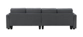 104" 4-Seater Modern Linen Fabric Sofa with Armrest Pockets and 4 Pillows,Minimalist Style Couch for Living Room, Apartment, Office,3 Colors
